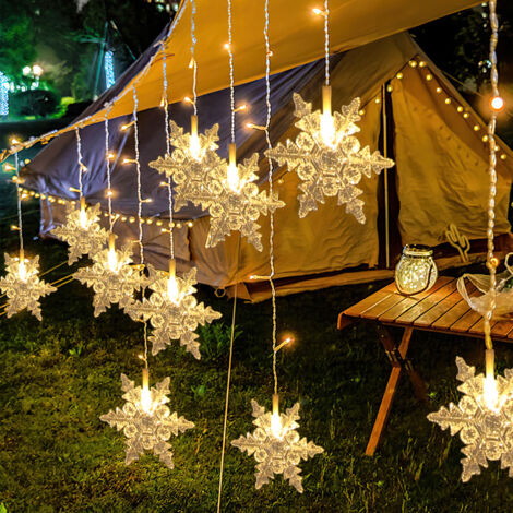 SWANEW Tenda luminosa a LED Fiocco di neve Tenda luminosa per interni Decorazione natalizia per esterni. bianco caldo