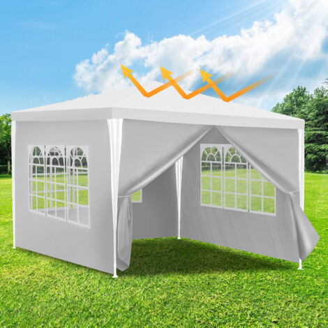 SWANEW Tenda o pergolato Tenda per ricevimenti con pannelli laterali rimovibili Grande bianco 3x3m