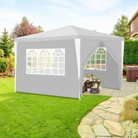 SWANEW Tenda o pergolato Tenda per ricevimenti con pannelli laterali rimovibili Grande bianco 3x3m