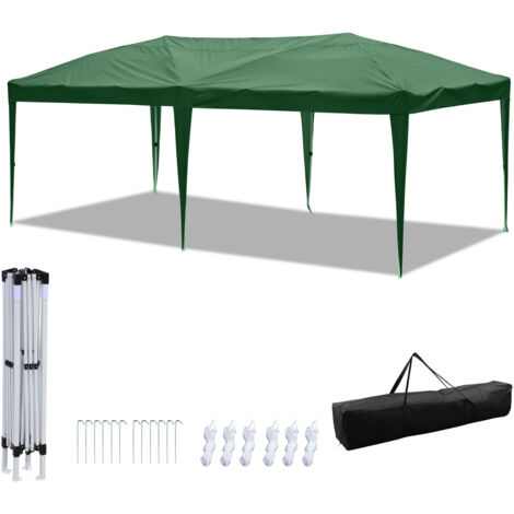 SWANEW Tenda pieghevole per feste Pergolato da giardino Tenda pieghevole protezione UV per esterni, campeggio Senza pannelli laterali 3x6m Verde