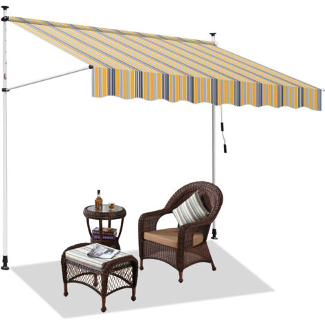 SWANEW Tende da tenda da sole Balcone che serra la protezione solare del braccio da sole da tenda da sole tenione senza perforazione e blu giallo 1.5 m