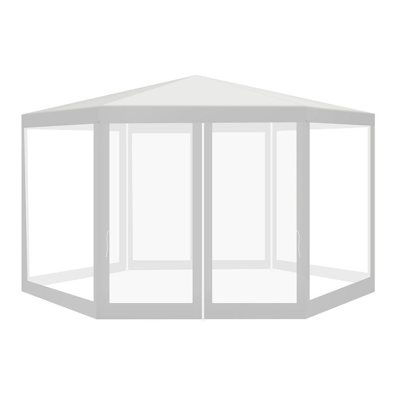 Tente avec moustiquaire Pavillon avec moustiquaire Tente de bière Tente de fête pliante de luxe Tente de réception 6 angles - Blanc - Swanew