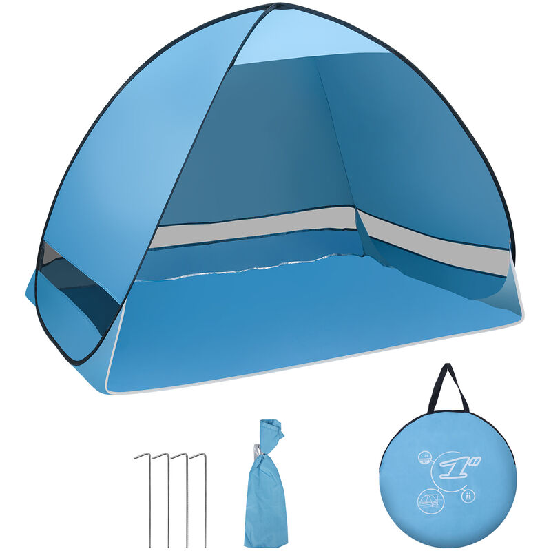 Tente de plage Tente de plage Mousseline de plage Garden explorer bleue pliable Tente Ombrage - bleu - Swanew