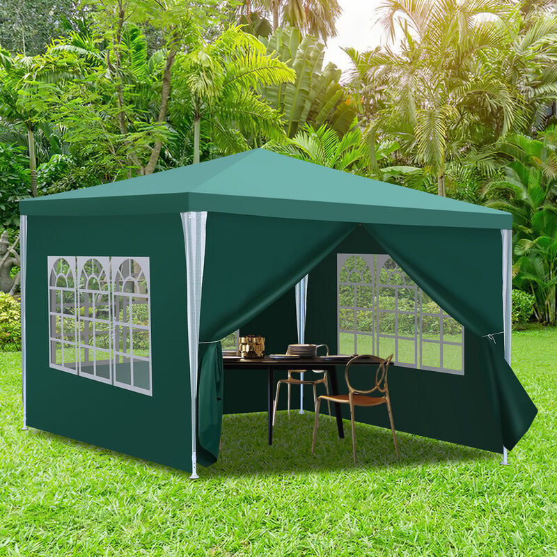 Tente Pavillon Parties latérales Camping Tente de réception Tente de fête Stabilitat Tentes de réception 3x3m Vert - Vert - Swanew