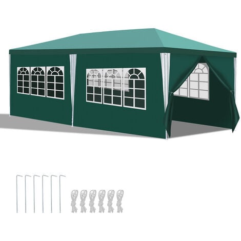 SWANEW Tente Pavillon Tente de réception avec boulonnage Tente de réception manifestations extérieures Tubes d'acier 3x6m Vert
