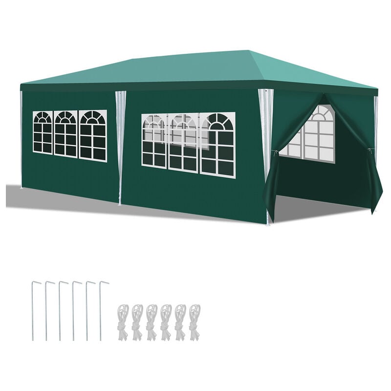 Swanew - Tente Tonnelle de Grandes réception avec panneaux latéraux amovibles fenêtres Tente Fête Camping chapiteau ou tonnelle Verte 3x6m - Vert