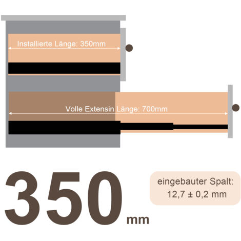 SWANEW Terlina del cassetto 8x Estratti completi di rotaia 350 mm Linee guida a sfera guidata 35 kg