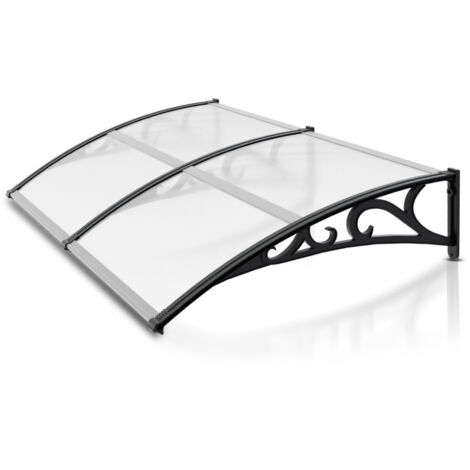 SWANEW Tettoia per porta 100 x 200 cm Tettoia Marquise per Porta in alluminio Protezione Esterna Contro Pioggia e Intemperie