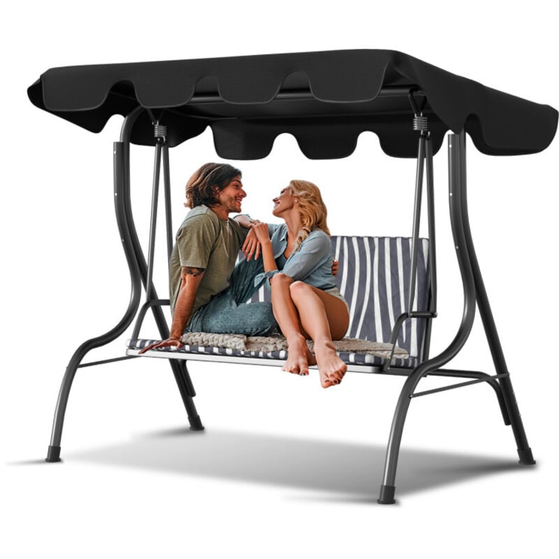 Toit de remplacement Auvent de remplacement pour la balançoire des 3 passagers Résistance aux uv anthracite 210x145cm - Swanew