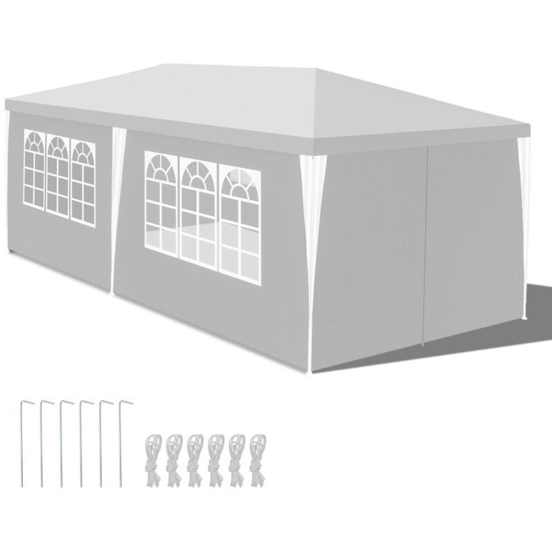 Swanew - Tonnelle Camping Grandes chapiteau ou tonnelle Tonnelle de réception avec panneaux latéraux amovibles fenêtres Tente Fête Blanc 3x6m
