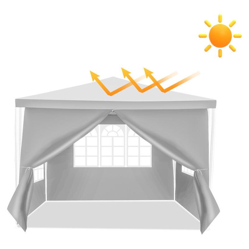 Tonnelle de jardin Tente de réception avec parois latérales 3x3m Blanc - Swanew