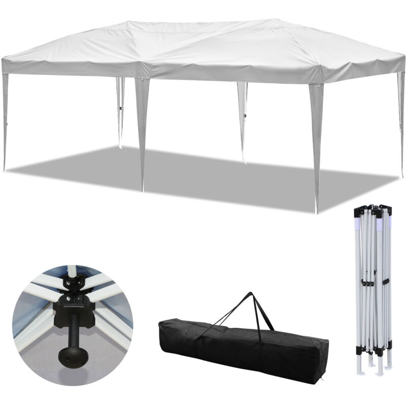 Tonnelle de Jardin Tente Pliante Protection du Soleil uv 50+ Tonnelle Pliante pop-up Sans Parois Blanc 3x6m - Swanew
