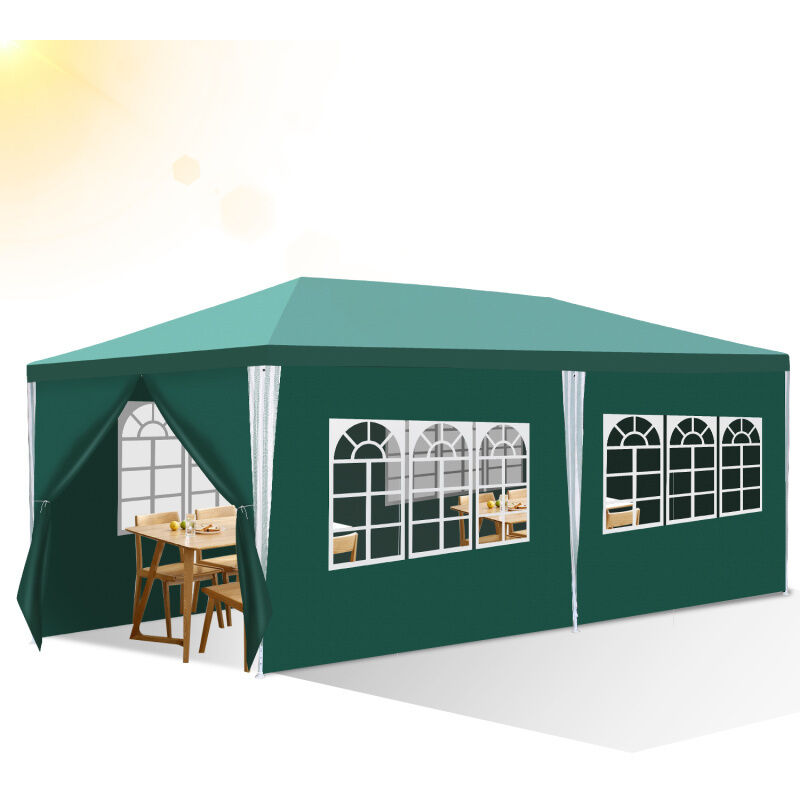 SWANEW Tonnelle Pavillon Mariages Tente de Jardin – Tente de jardin festive en construction robuste en acier, parfaite pour les mariages 3x6m Vert