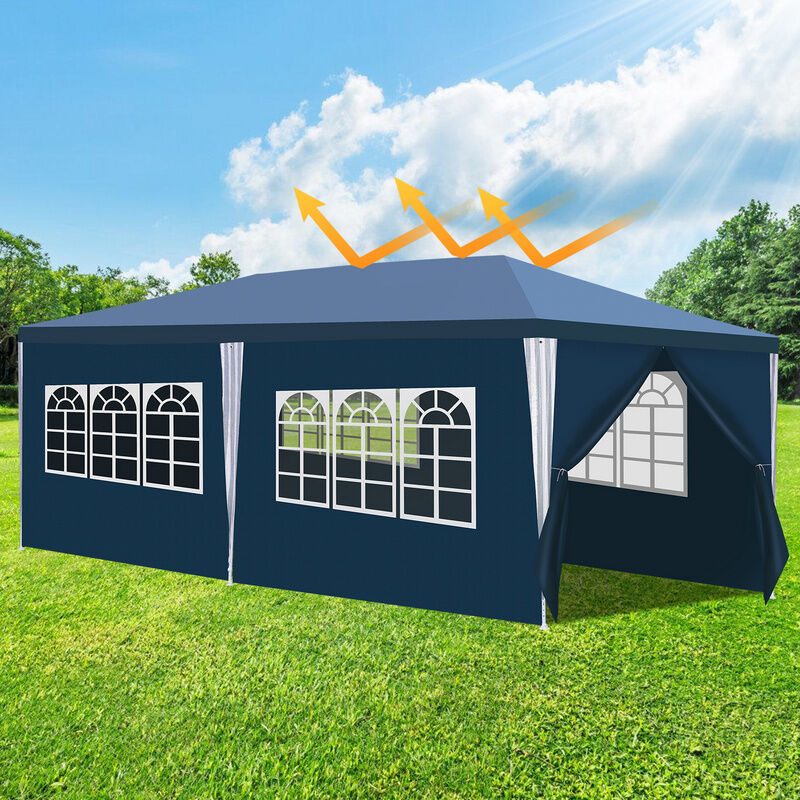 Swanew - Tonnelle Pavillon Robuste Tente de Fête – Qualité et stabilité pour votre jardin 3x6m Bleu - Bleu