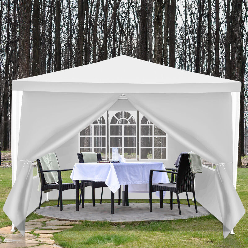 SWANEW Tonnelle Pavillon Tente de Jardin – Facile à nettoyer, durable avec parois latérales, pavillon de fête parfait 3x3m Blanc
