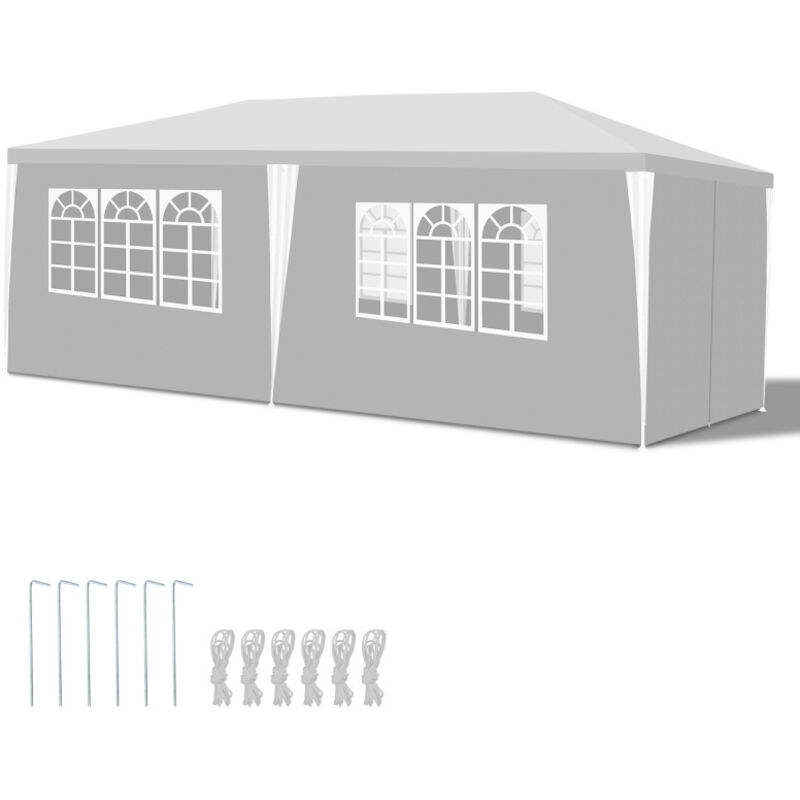 Tonnelle Pavillon Tente de Jardin – Pavillon de jardin étanche avec Easy-Klett, protection parfaite par tous les temps 3x6m Blanc - Swanew