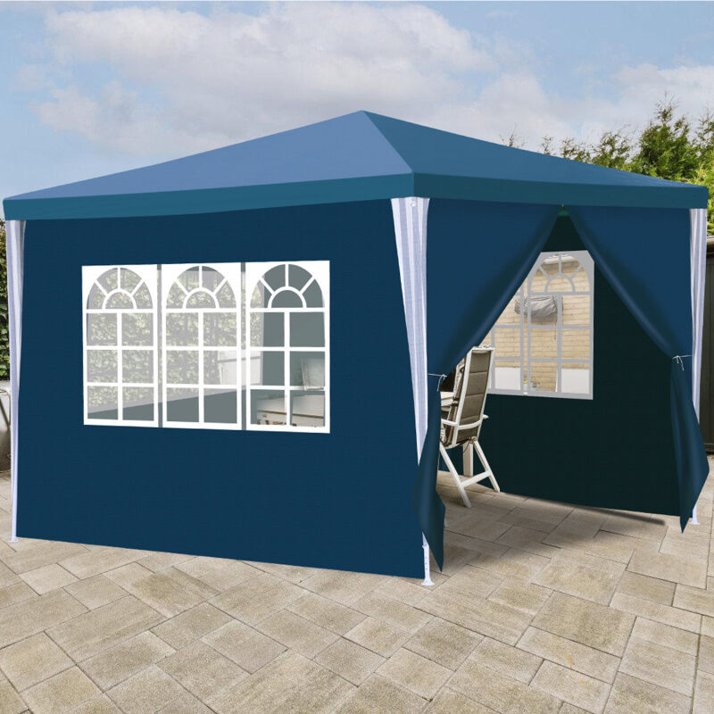 Tonnelle Pavillon Tente de Jardin – Pavillon de jardin, kiosque à bière pour les marchés et les fêtes, idéal pour les mariages 3x3m Bleu - Swanew