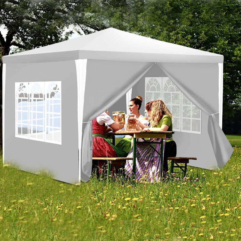 Tonnelle Pavillon Tente de Jardin Pavillon – Tente de fête robuste et haut de gamme avec pergola 3x3m Blanc - Swanew