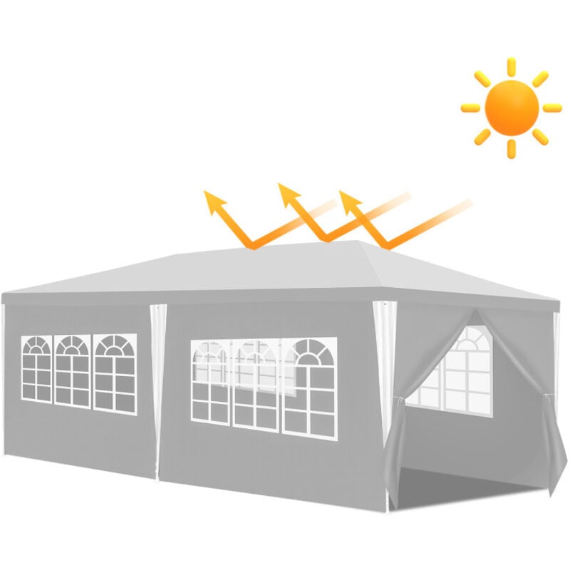 Swanew - Tonnelle Pavillon Tente de Jardin Pavillon – Tente de fête robuste et haut de gamme avec pergola 3x6m Blanc