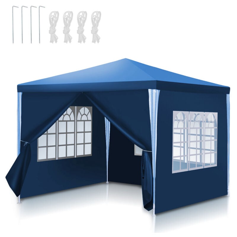 Swanew - Tonnelle Pavillon Tente de Jardin Pavillon – Tente de fête robuste et haut de gamme avec pergola 3x3m Bleu - Bleu