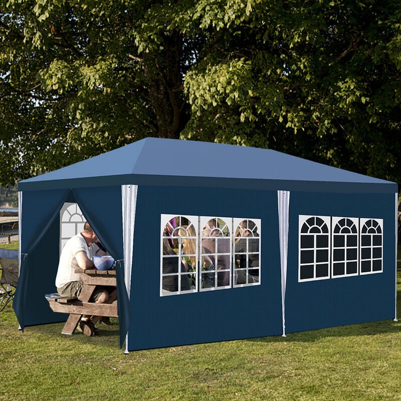 Tonnelle Pavillon Tente de Jardin Pavillon – Tente de fête robuste et haut de gamme avec pergola 3x6m Bleu - Bleu - Swanew