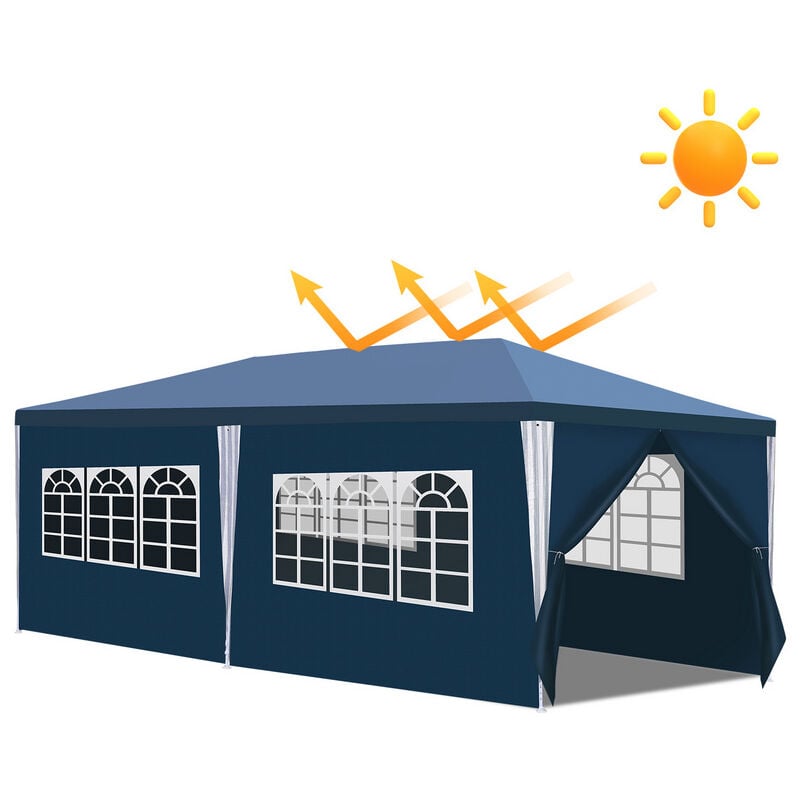 Swanew - Tonnelle Pavillon Tente de Jardin – Tente pratique pour la plage, montage facile avec Easy-Klett, parfait pour les fêtes 3x6m Bleu - Bleu