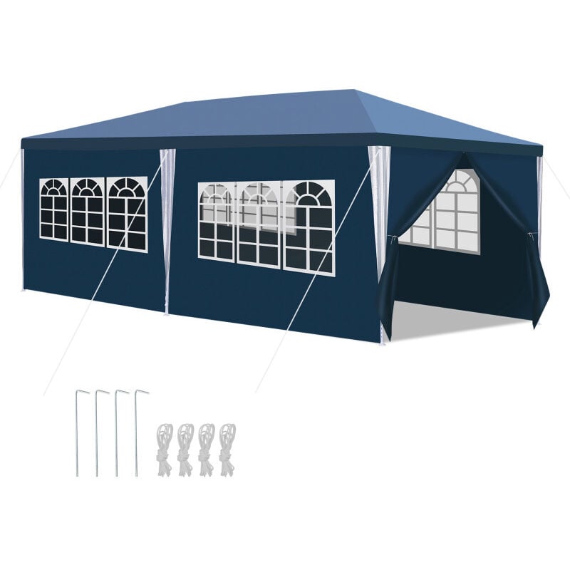 Swanew - Tonnelle Pavillon Terrasse – Tente de marché et protection solaire pour le jardin, pavillon de fête idéal 3x6m Bleu