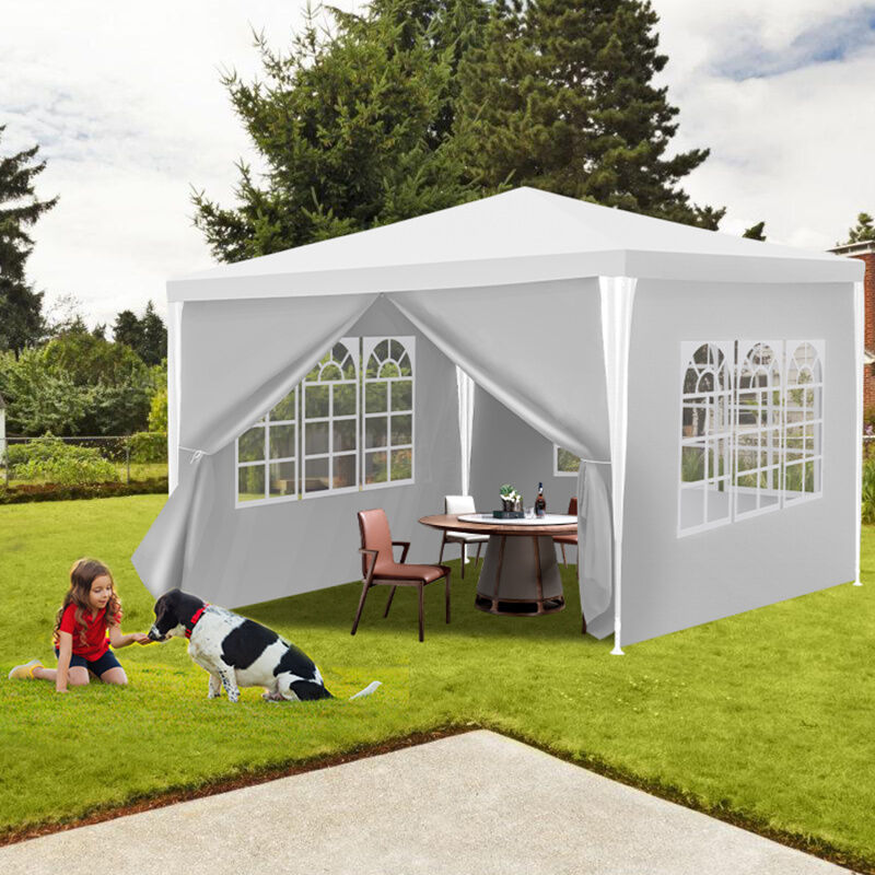 Tonnelle Pavillon Terrasse – Tente de marché et protection solaire pour le jardin, pavillon de fête idéal 3x3m Blanc - Swanew