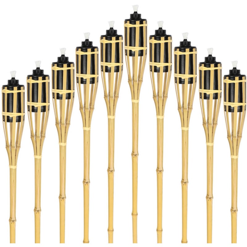Swanew - Torche de jardin en bambou en lot de 10, hauteur : 90 cm, nature