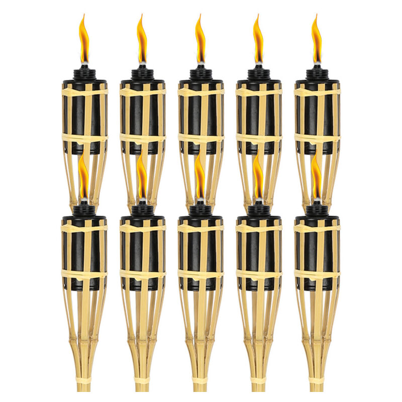 Hengda Torche de jardin en lot de 20. flambeaux en bambou. avec mèche. éclairage d'ambiance. hauteur : 90 cm. nature