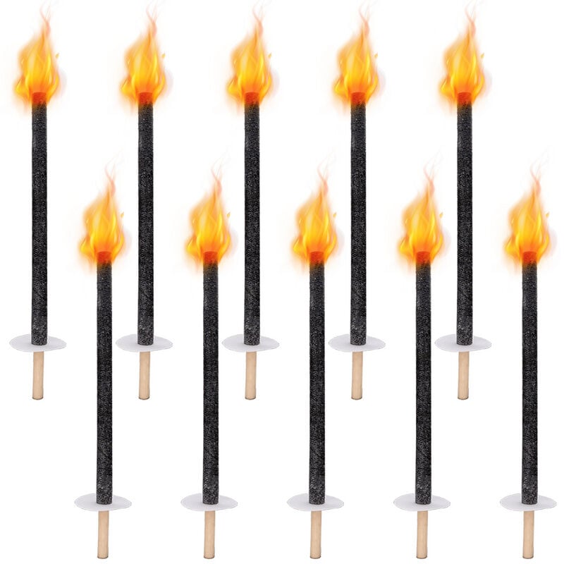 Swanew - Torche jardin Lot de 10 torches à cire Durée de combustion 90 minutes Lampes de jardin à manche extra long 42cm - noir