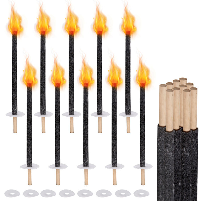Torche jardin Lot de 50 torches à cire Durée de combustion 90 minutes Lampes de jardin à manche extra long 42cm - Swanew