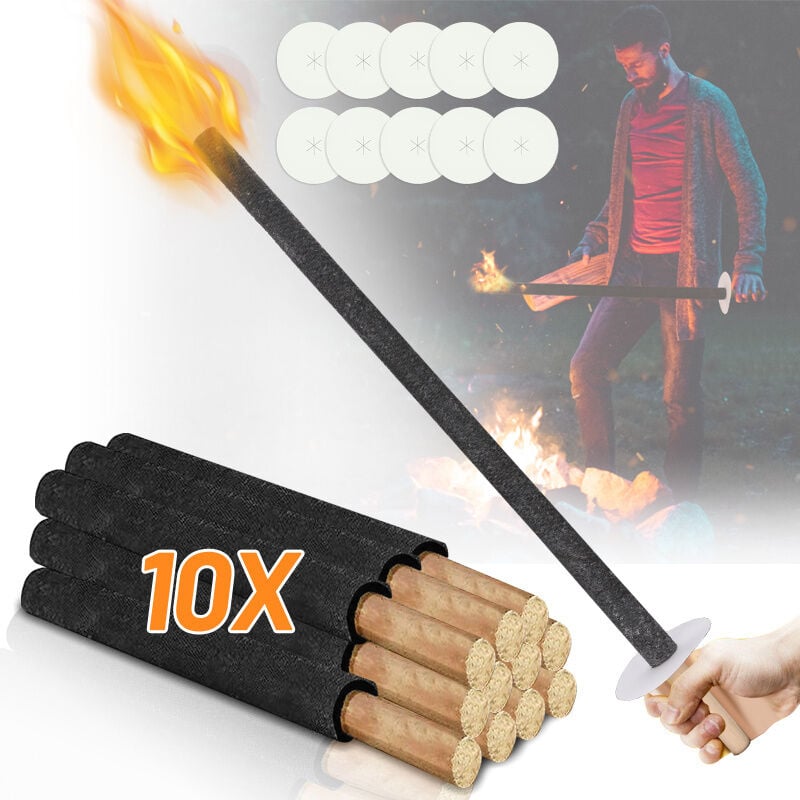 Swanew - Torches de cire Temps de combustion 90 min, torches d'extérieur en cire naturelle avec protection des mains-10 pièces