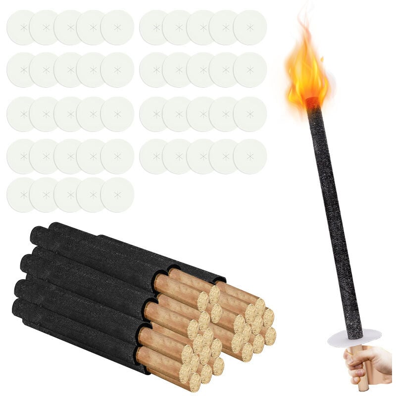 Torches en Cire Torches de Jardin Torches en Cire Naturelle avec Poignée Extra Longue, pour Pâques,Lot de 50 - Swanew