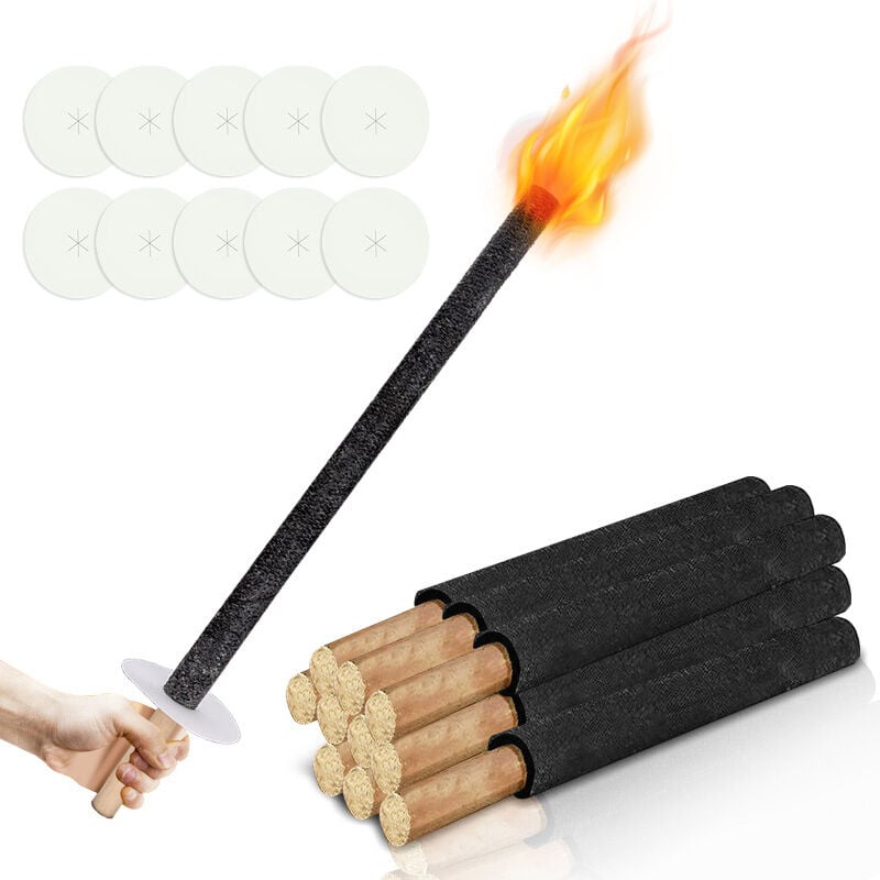 Torches en Cire Torches de Jardin Torches en Cire Naturelle avec Poignée Extra Longue, pour Pâques,Lot de 10 - Swanew