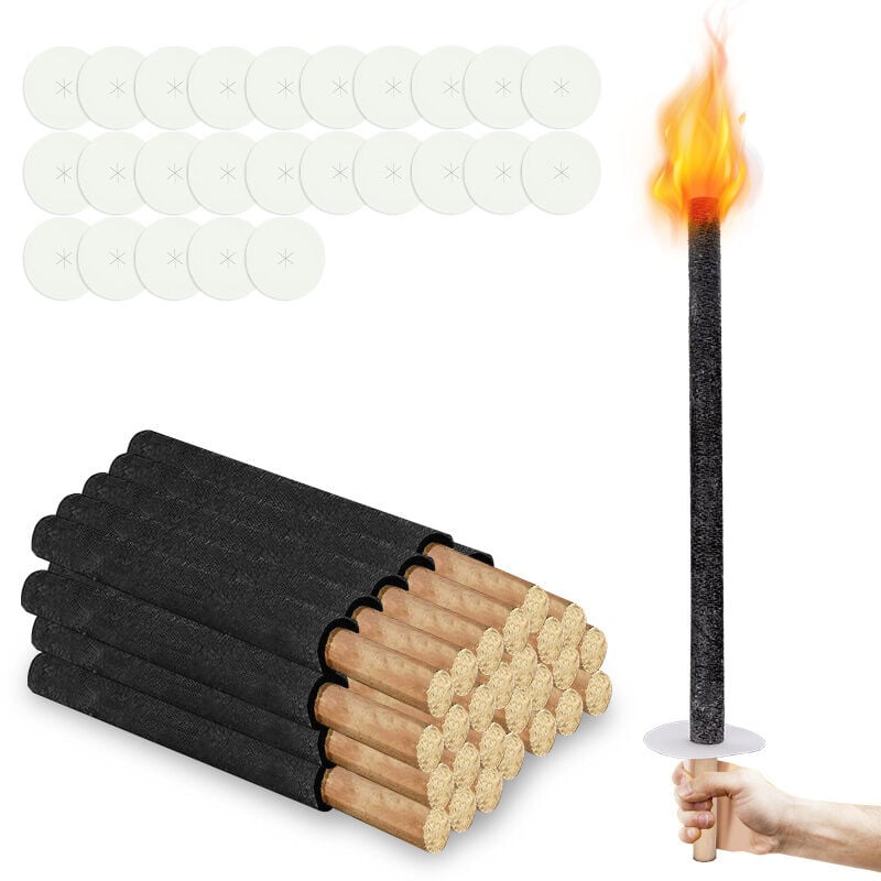 Torches en Cire Torches de Jardin Torches en Cire Naturelle avec Poignée Extra Longue, pour Pâques,Lot de 25 - Swanew