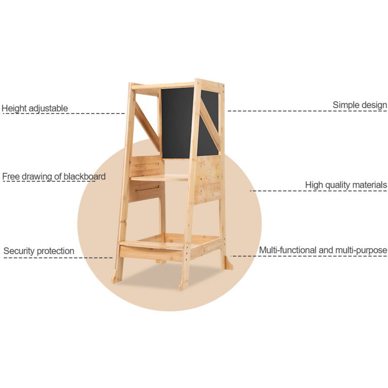 Swanew - Randaco Tour d'apprentissage en Bois, Tour d'observation pour Enfants, Marchepied pour bébé avec Tableau Noir-