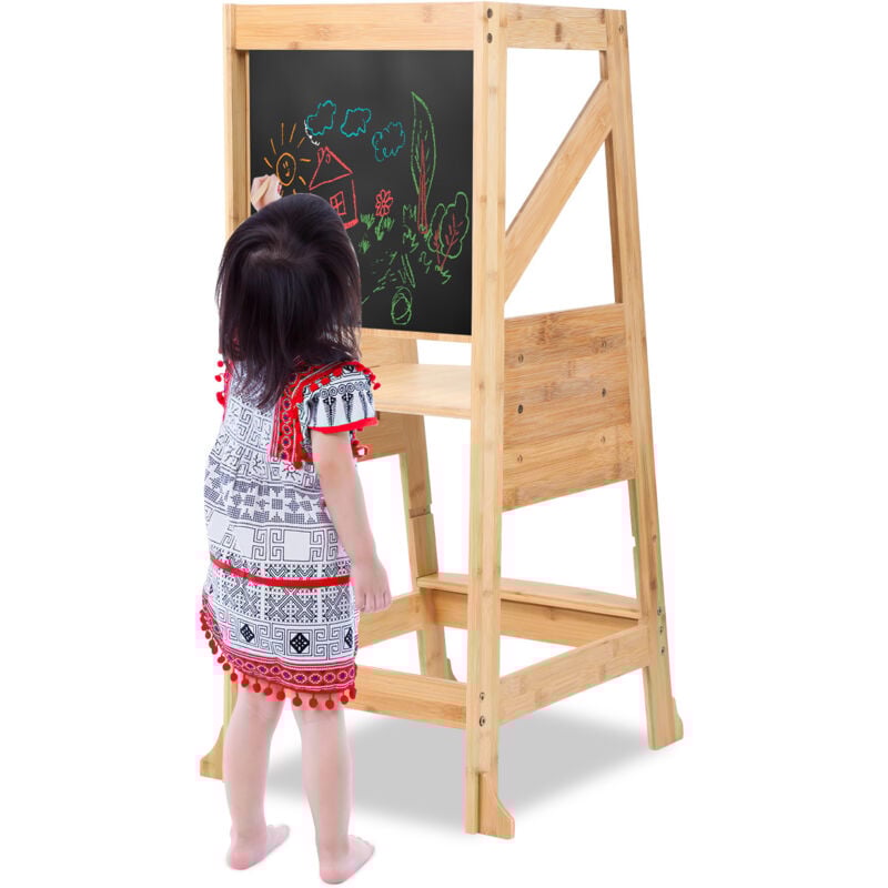 Tour d'observation avec tableau noir, tour d'observation Montessori, 2 hauteurs réglables - Swanew