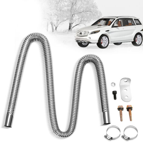 SWANEW Tubo di scarico da 120 cm per generatore di corrente – Tubo di scarico in acciaio inox (25 mm) con quattro morsetti in acciaio inox per riscaldamento diesel