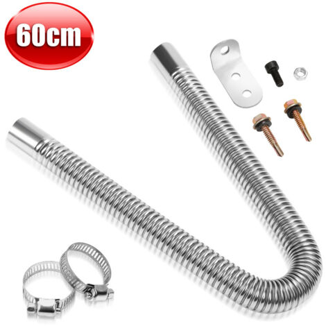 SWANEW Tubo di scarico da 60 cm per generatore di corrente – Tubo di scarico in acciaio inox (25 mm) con quattro morsetti in acciaio inox per riscaldamento diesel