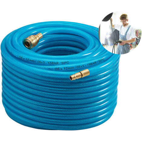 SWANEW Tubo flessibile dell'aria compressa accoppiamento spina nipplo flessibile 1/4" accoppiamento dell'aria compressa 15m