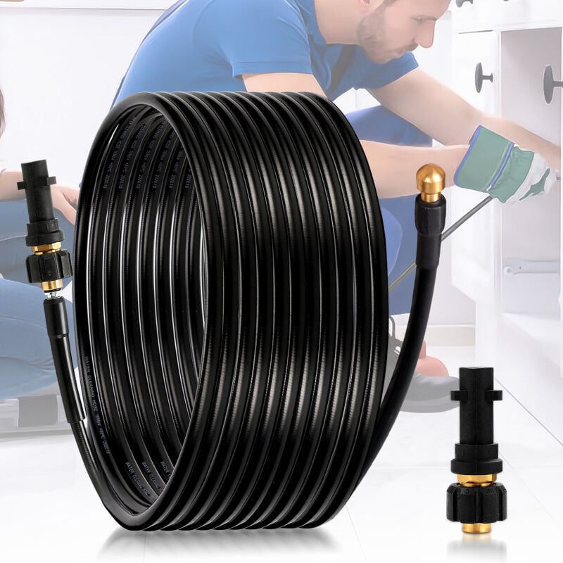 Swanew - Tuyau pour nettoyeur haute pression 30m Tuyau déboucheur flexible noir Nettoyage de canalisations