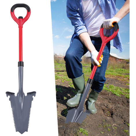 SWANEW Vanga da giardino lama a V rovesciata appuntita vanga tutto in uno - vanga da giardiniere rossa