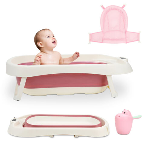 SWANEW Vasca da bagno pieghevole per bambini 83cm vasca da bagno antiscivolo per bambini, rosa
