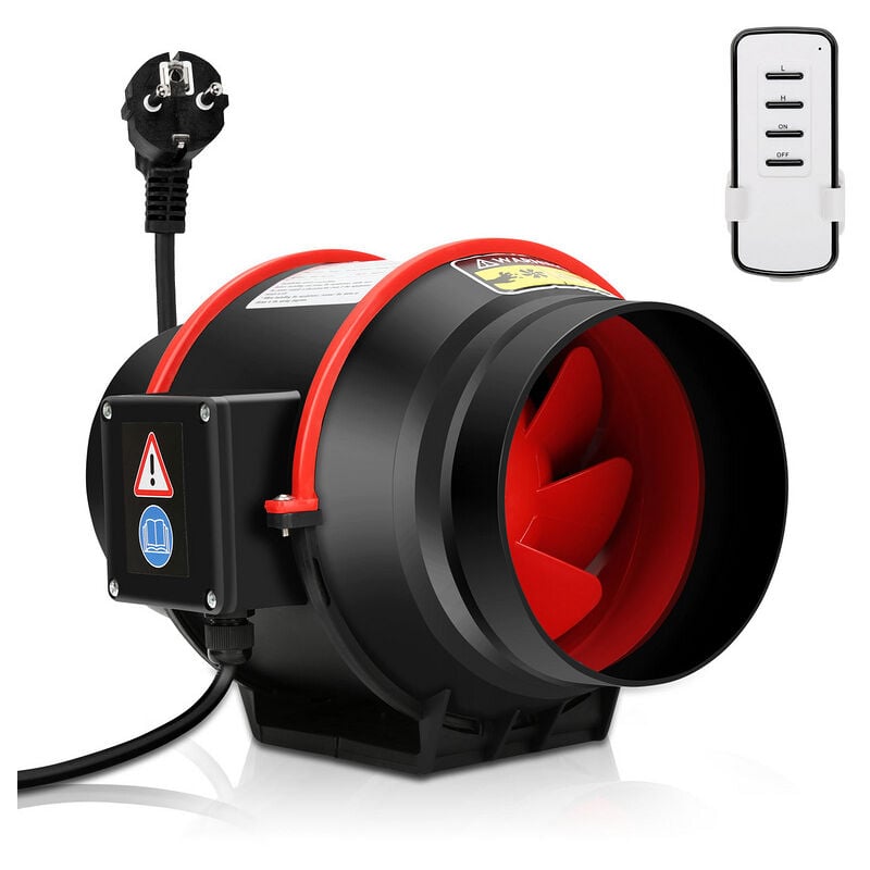 Swanew - Ventilateur de conduit 100mm/150mm Aérateur Extracteur d'air de Conduit Ventilateur Axial de Gaine 310m³/h avec télécommande- 100mm 40W