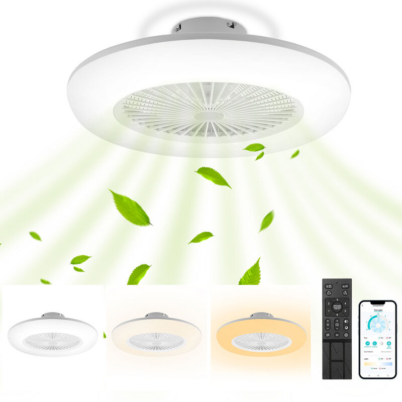 SWANEW Ventilateur de plafond LED avec éclairage et télécommande - ventilateur dimmable 80W