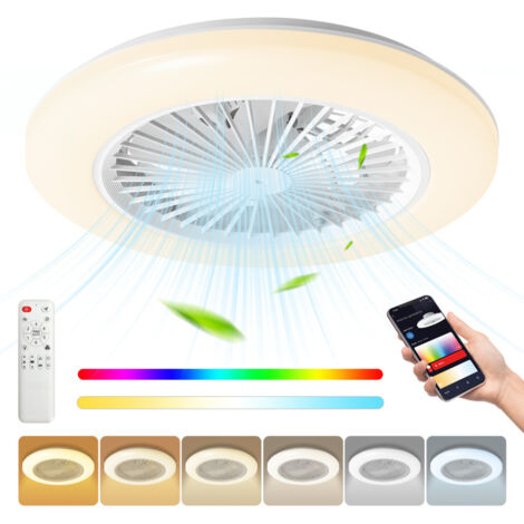 SWANEW Ventilatore a soffitto LED con illuminazione e telecomando - Ventilatore dimmerabile 49CM