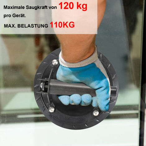 Swanew – Ventouses de levage en verre 2x – Charge max 120 kg – Diamètre 20 cm – Pour surfaces lisses et non poreuses