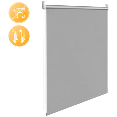 SWANEW Verdunkelungsrollo Klemmfix ohne Bohren 100% Polyester 40cm x 160cm Grau Verdunklungsrollo Fensterrollo Rollo Seitenzugrollo Klemmrollo für Fenster & Tür