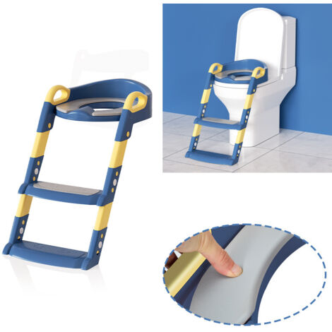 SWANEW WC Riduttore Water per Bambini Portatile & Pieghevole Vasino Sedia con Scaletta & Sgabello da Viaggio blu